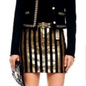 Michael Kors 
Gold and Black Striped Mini Skirt